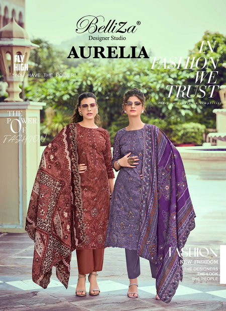 Aurelia By Belliza Cotton Printed Embroidery Surat Dress Material Wholesale Market